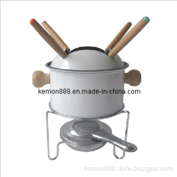 8PCS Enamel Fondue Set